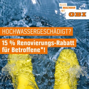 OBI Renovierungs-Rabatt für Hochwassergeschädigte